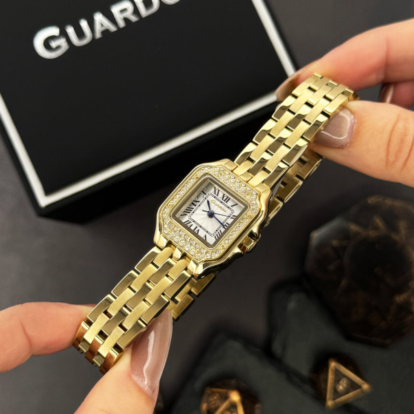 Женские часы Guardo 012830-2 кварцевые золотистые с металлическим браслетом