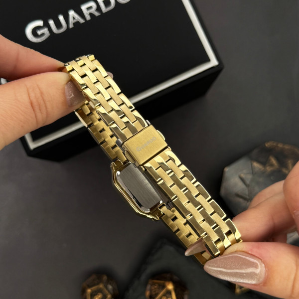 Женские часы Guardo 012830-2 кварцевые золотистые с металлическим браслетом