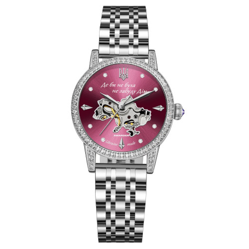 Женские часы Awarder 049 Silver-Pink механика с автоподзаводом