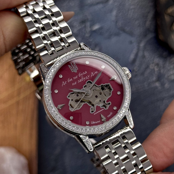 Женские часы Awarder 049 Silver-Pink механика с автоподзаводом