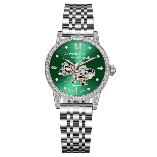 Жіночий годинник Awarder 049 Silver-Green механіка з автопідзаводом