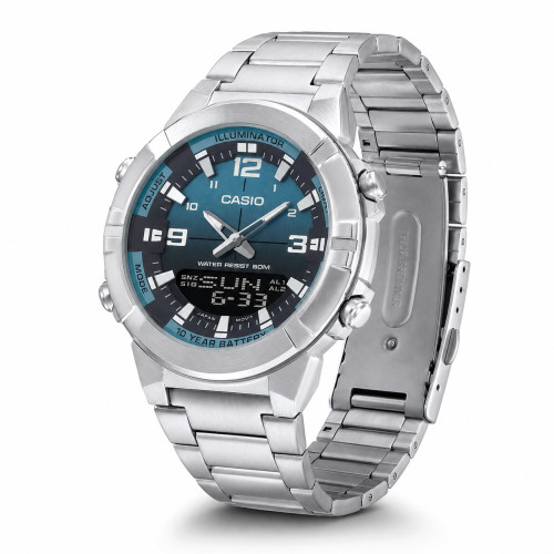 Мужские часы Casio AMW-870DA-2A2V из стали с водозащитой 5 ATM