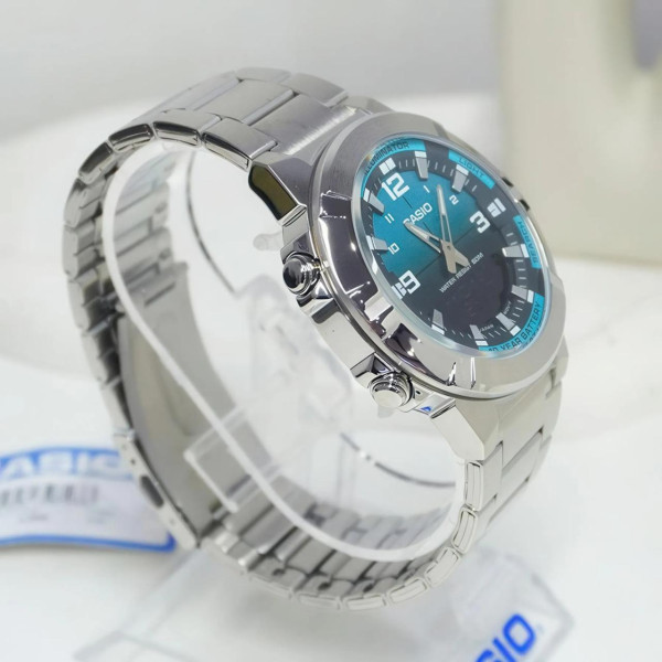 Чоловічий годинник Casio AMW-870DA-2A2V зі сталі з водозахистом 5 ATM