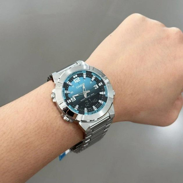 Чоловічий годинник Casio AMW-870DA-2A2V зі сталі з водозахистом 5 ATM