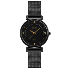 Женские классические часы Skmei 1330SBK Black с металлическим браслетом