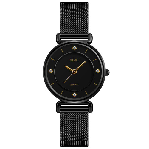 Женские классические часы Skmei 1330SBK Black с металлическим браслетом