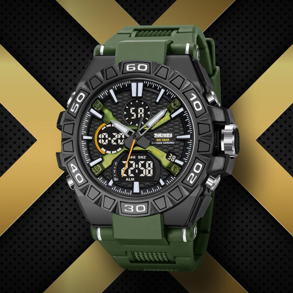 Чоловічий тактичний годинник Skmei 2220AG Army Green Arch з водозахистом 5 ATM