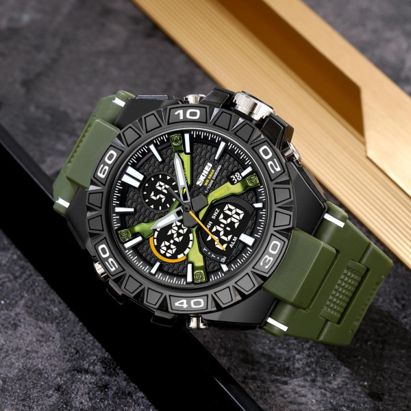 Чоловічий тактичний годинник Skmei 2220AG Army Green Arch з водозахистом 5 ATM
