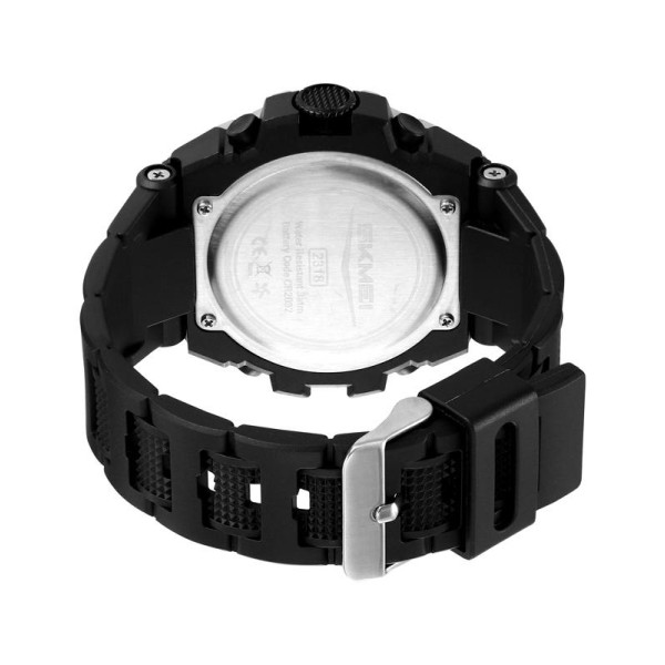 Чоловічий електронний годинник Skmei 2318BKSI Black-Silver з підсвічуванням