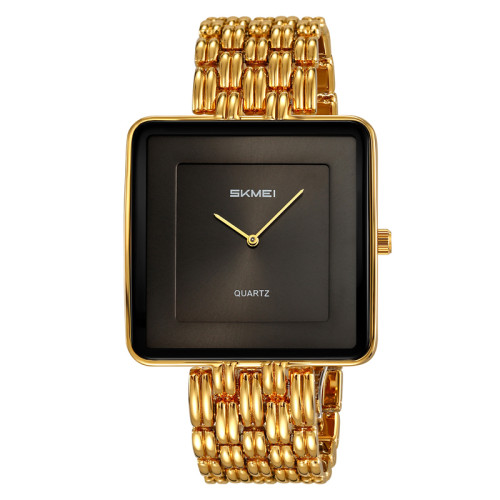 Чоловічий кварцовий годинник Skmei 2371GDBK Gold-Black металевий браслет