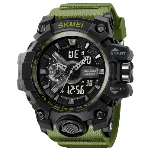 Мужские тактические часы Skmei 2396AG Army Green с водозащитой 5 ATM