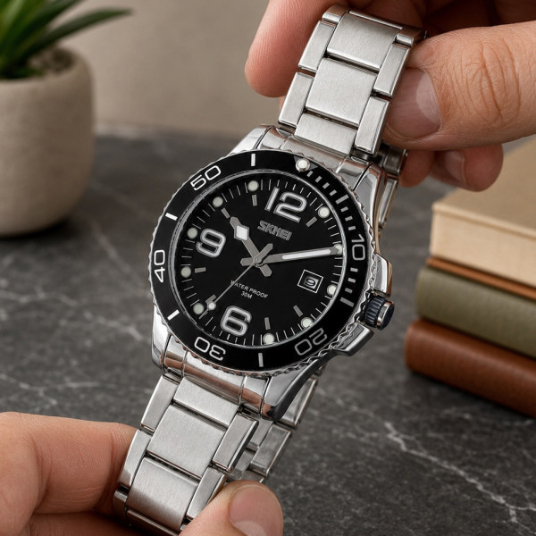 Мужские часы Skmei 9278BK Black с металлическим браслетом
