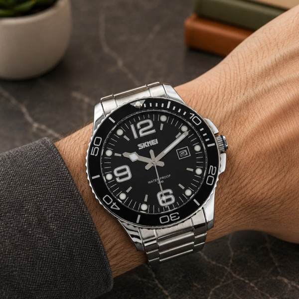 Мужские часы Skmei 9278BK Black с металлическим браслетом