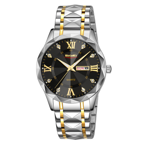 Мужские часы Skmei 9369TGDBK Gold-Black металлические кварцевые