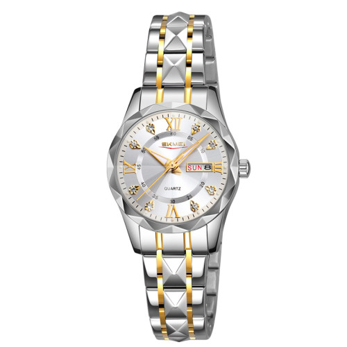 Женские часы Skmei 9370TGDSI Gold-Silver с минеральным стеклом