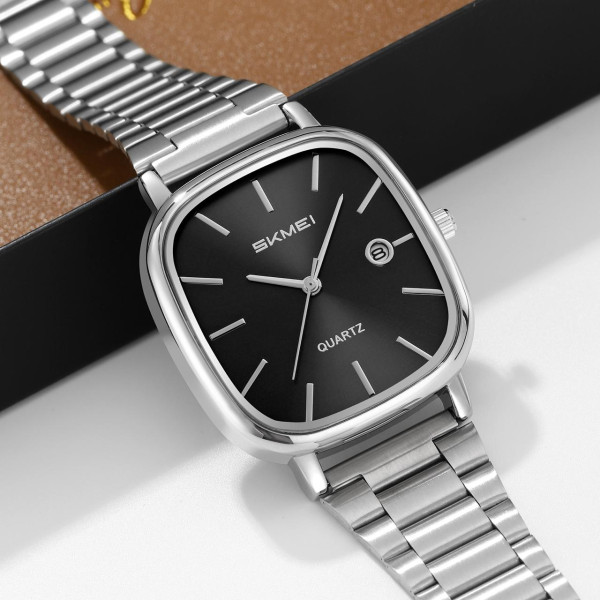 Мужские наручные часы Skmei 2551SIBK Silver-Black кварцевые металлические