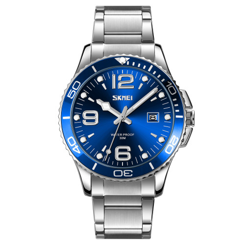 Мужские часы Skmei 9278BU Blue кварцевые с металлическим браслетом