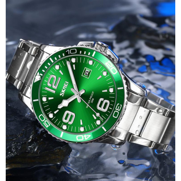 Мужские часы Skmei 9278GN Green с металлическим браслетом