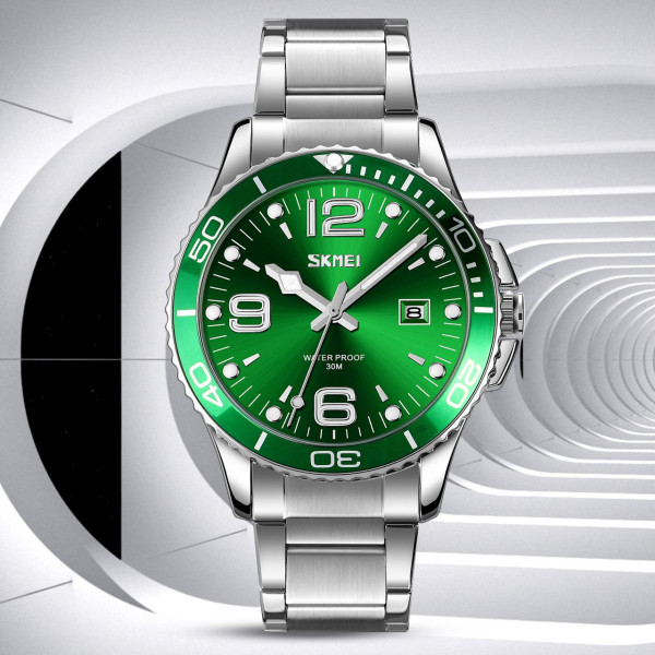 Мужские часы Skmei 9278GN Green с металлическим браслетом