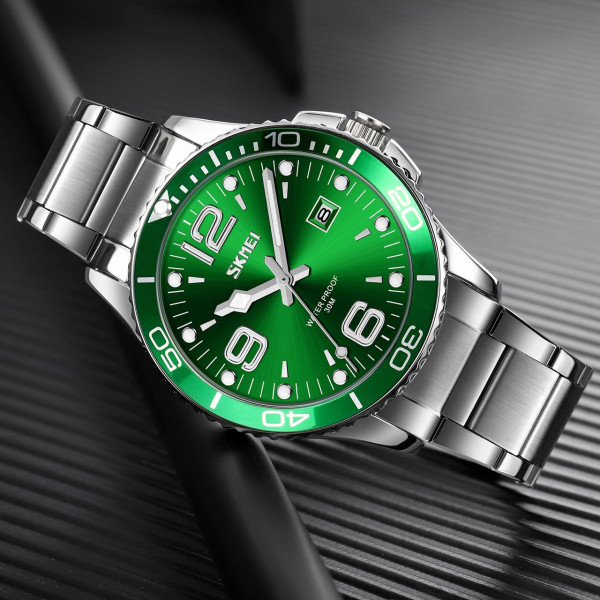 Мужские часы Skmei 9278GN Green с металлическим браслетом