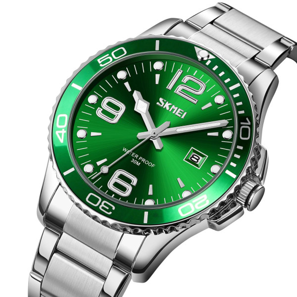 Мужские часы Skmei 9278GN Green с металлическим браслетом