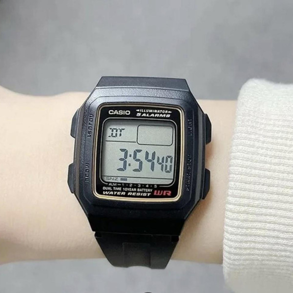 Часы Casio F-201WA-1A электронные черные с подсветкой