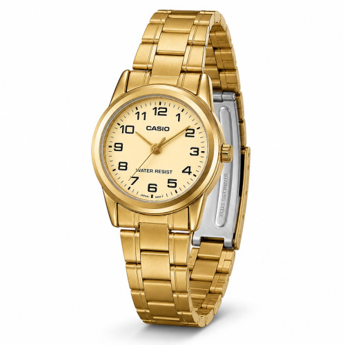 Женские часы Casio LTP-V001G-9B кварцевые золотистые с металлическим браслетом