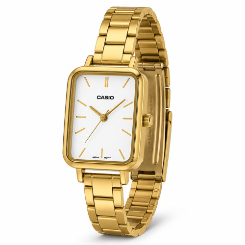 Женские часы Casio LTP-V009G-7E золотистые прямоугольные
