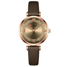 Жіночий годинник Curren 9079 Rose Gold-Coffee з коричневим ремінцем