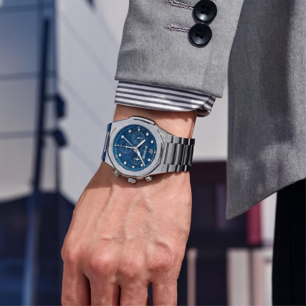 Чоловічий годинник Benyar BY-5216 Silver-Blue кварцовий зі сталі