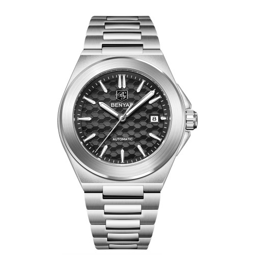 Мужские механические часы Benyar BY-5219 Silver-Black с автоподзаводом