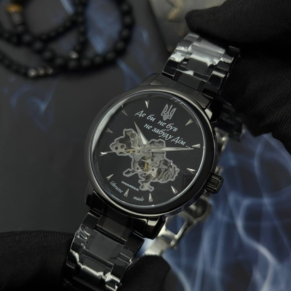 Мужские механические часы Awarder 048 Не Забуду Дім All Black Steel 5 ATM