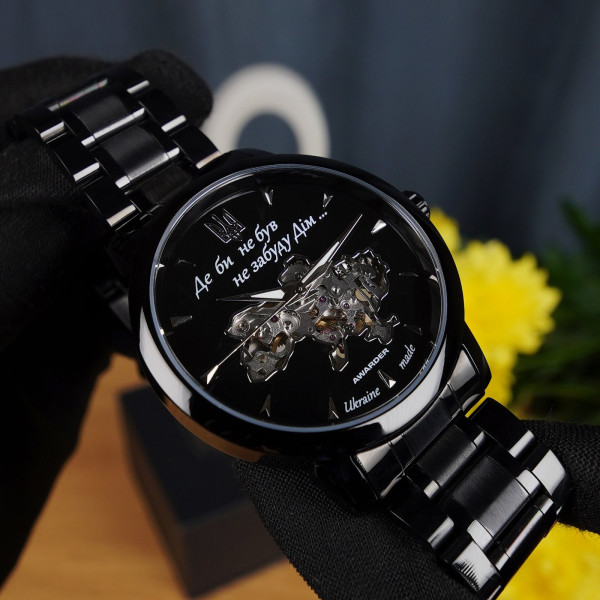 Мужские механические часы Awarder 048 Не Забуду Дім All Black Steel 5 ATM