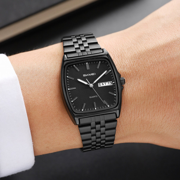 Жіночий годинник Skmei 2628BK Black з кварцовим механізмом та металевим браслетом