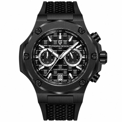 Чоловічий годинник Pagani Design PD-YS032 Black з механізмом Seiko та каучуковим ремінцем