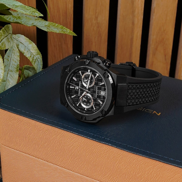 Чоловічий годинник Pagani Design PD-YS032 Black з механізмом Seiko та каучуковим ремінцем