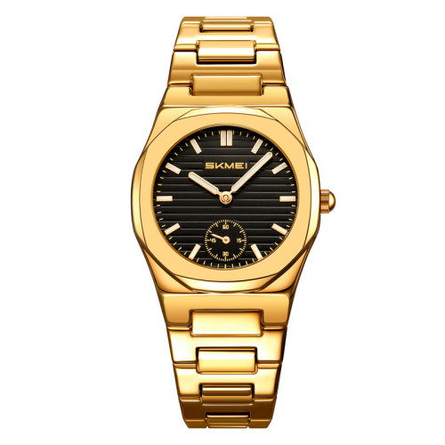 Женские часы Skmei 2681GDBK Gold-Black с металлическим браслетом