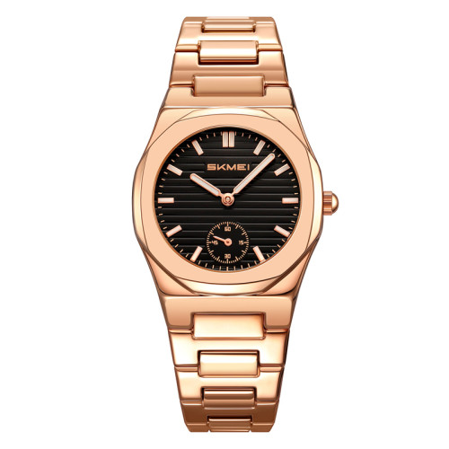 Жіночий наручний годинник Skmei 2681RGBK Rose Gold-Black з металевим браслетом