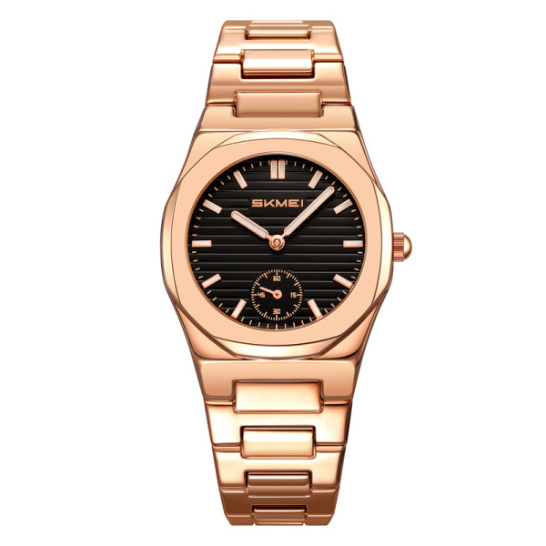 Жіночий наручний годинник Skmei 2681RGBK Rose Gold-Black з металевим браслетом