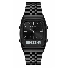 Мужские часы Skmei 2585BK Black металлические стрелочно-электронные