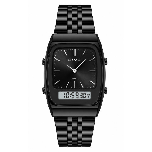 Мужские часы Skmei 2585BK Black металлические стрелочно-электронные