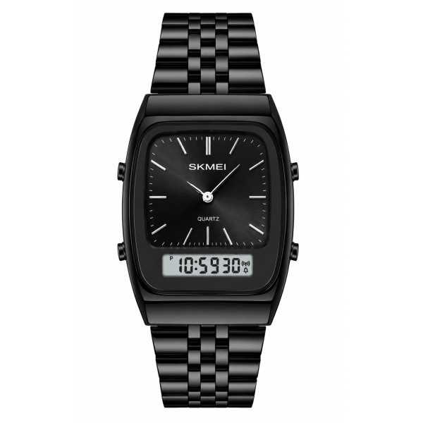 Чоловічий годинник Skmei 2585BK Black металевий стрілково-електронний