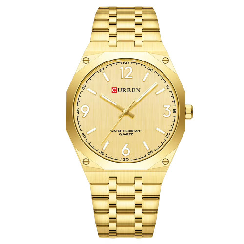 Чоловічий кварцовий годинник Curren 8504 Gold 3 ATM із металевим браслетом