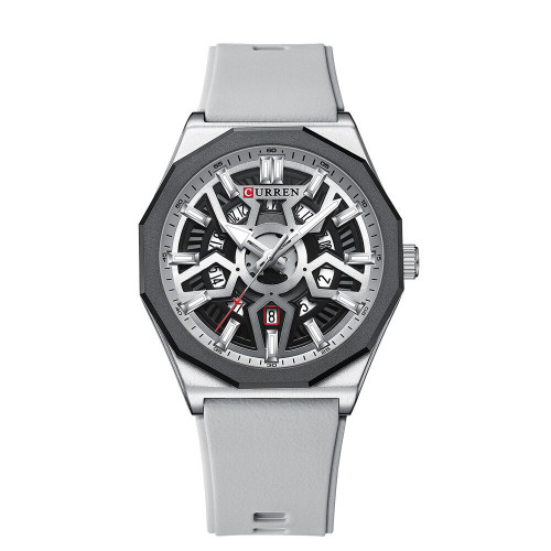 Мужские часы Curren 8437 Silver-White кварцевые со стальным корпусом
