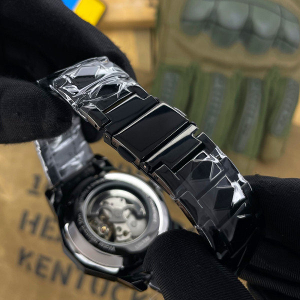 Чоловічий годинник Класичний годинник Awarder 024 Не Забуду Black Steel Automatics з Індивідуальним дизайном, сталевий ремінець