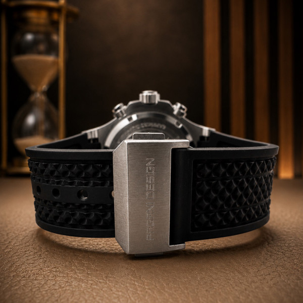 Чоловічий годинник Pagani Design PD-YS032 Silver-Black-Black Rubber на каучуковому ремінці