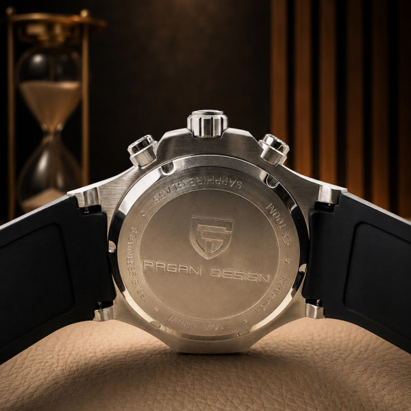 Чоловічий годинник Pagani Design PD-YS032 Silver-Black-Black Rubber на каучуковому ремінці