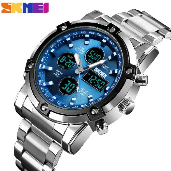 Чоловічий годинник Skmei 1389BU Silver-Black-Blue