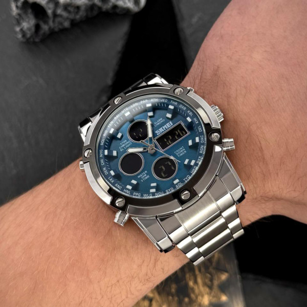 Чоловічий годинник Skmei 1389BU Silver-Black-Blue