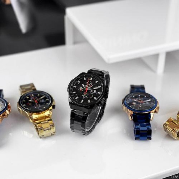 Чоловічий механічний годинник Forsining 6909 All Black-Red з календарем